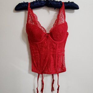 Fredericks of Hollywood red lace corset